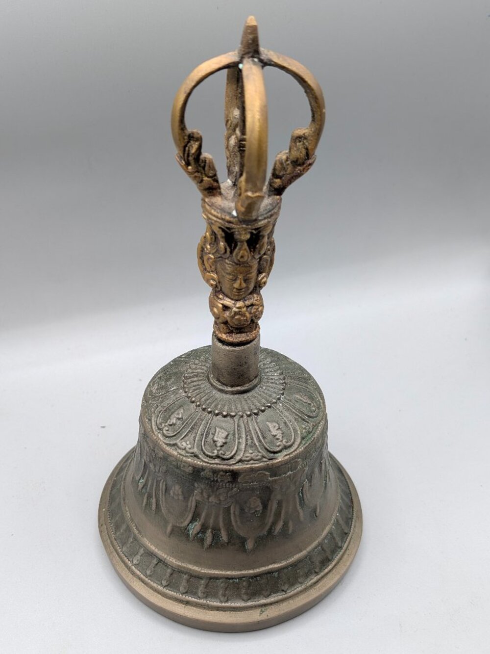 Vintage Buddhist Brass Bell, 9" - Picture 3 of 10